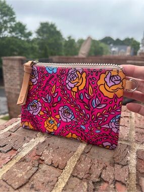Consuela Pink Floral Zip Wristlet Pouch NWT